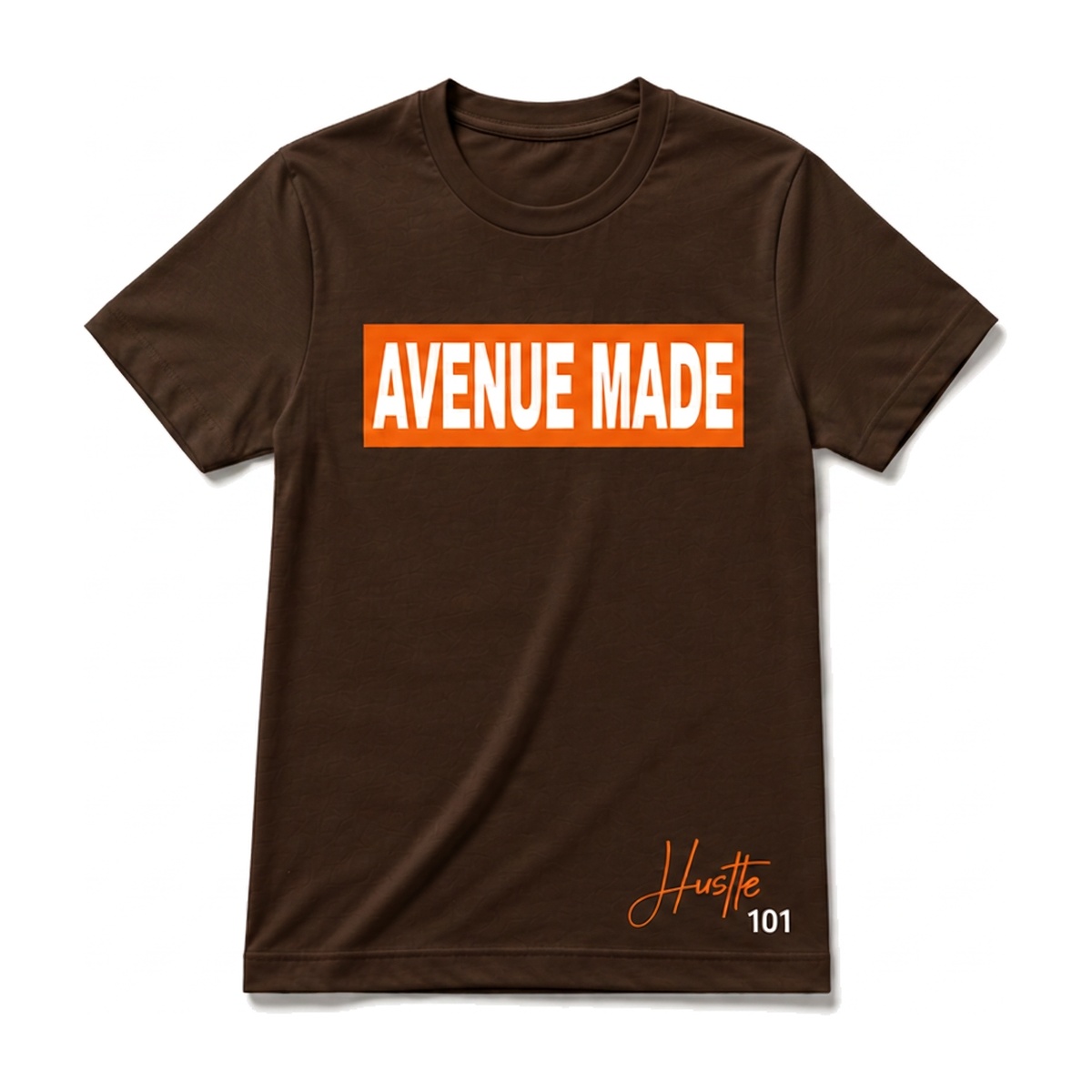 Classic Avenue Made Box Logo Tee — Hustle 101 Edition — Brown