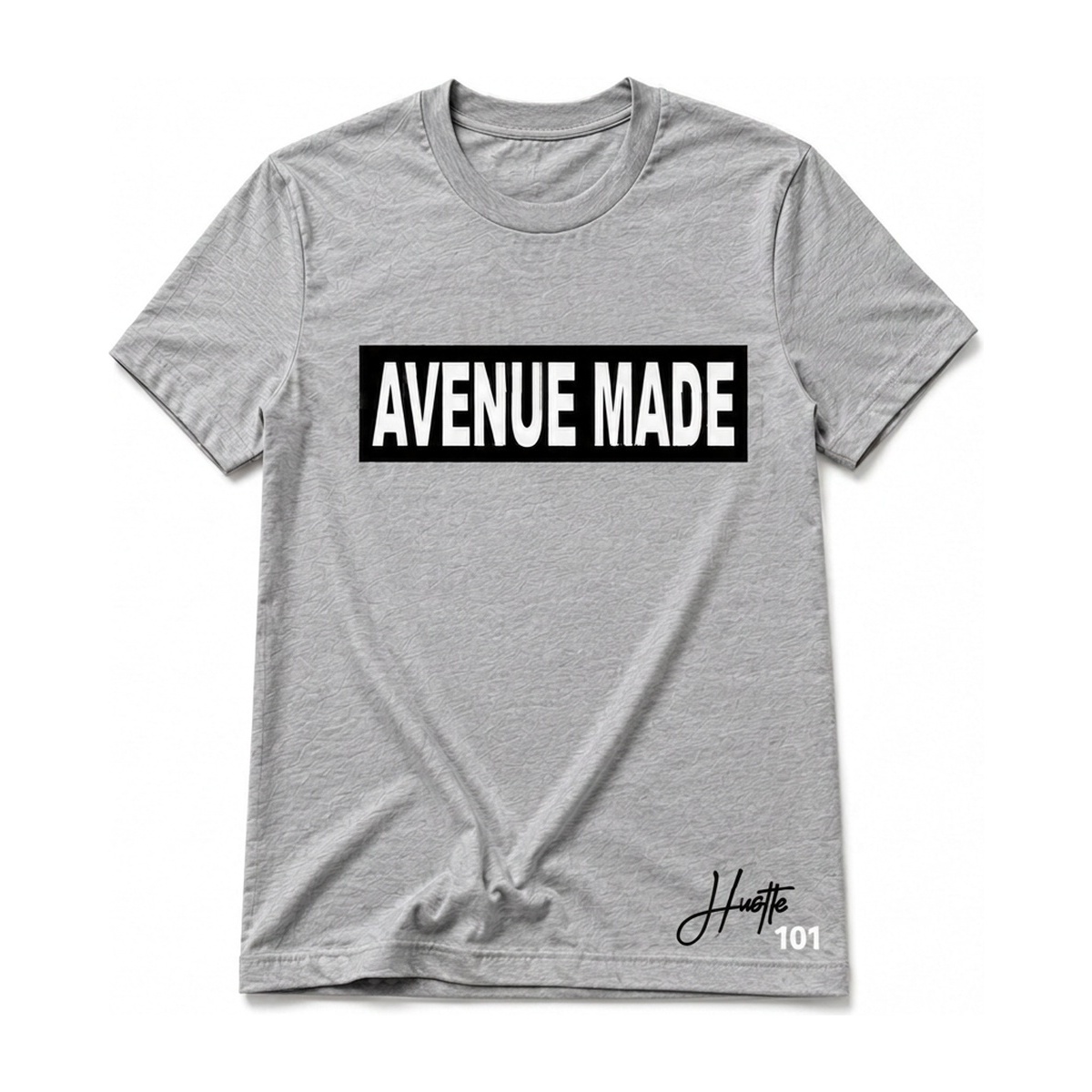Classic Avenue Made Box Logo Tee — Hustle 101 Edition — Heather Grey