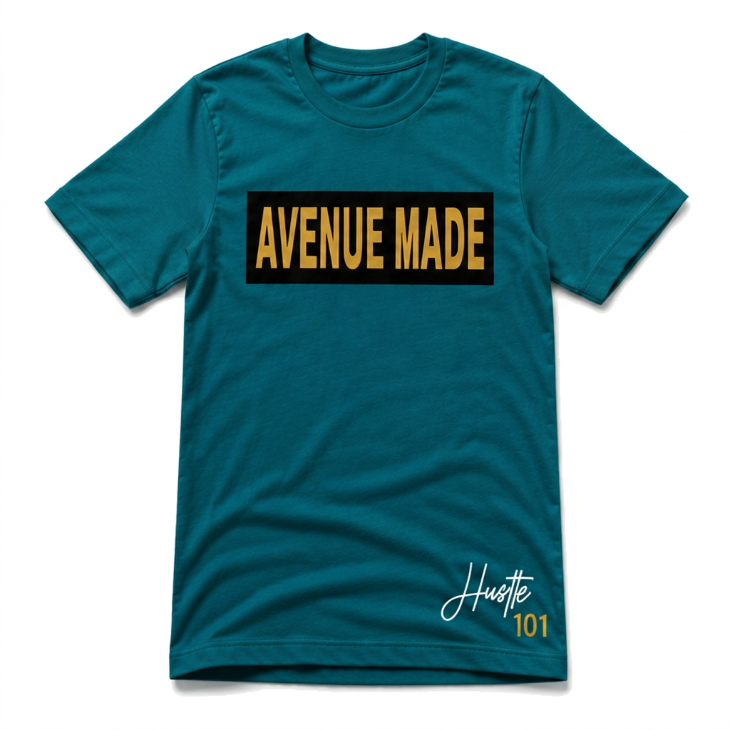 Classic Avenue Made Box Logo Tee — Hustle 101 Edition — Teal