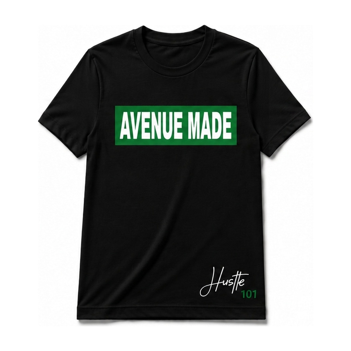 Classic Avenue Made Box Logo Tee — Hustle 101 Edition — Black/Green