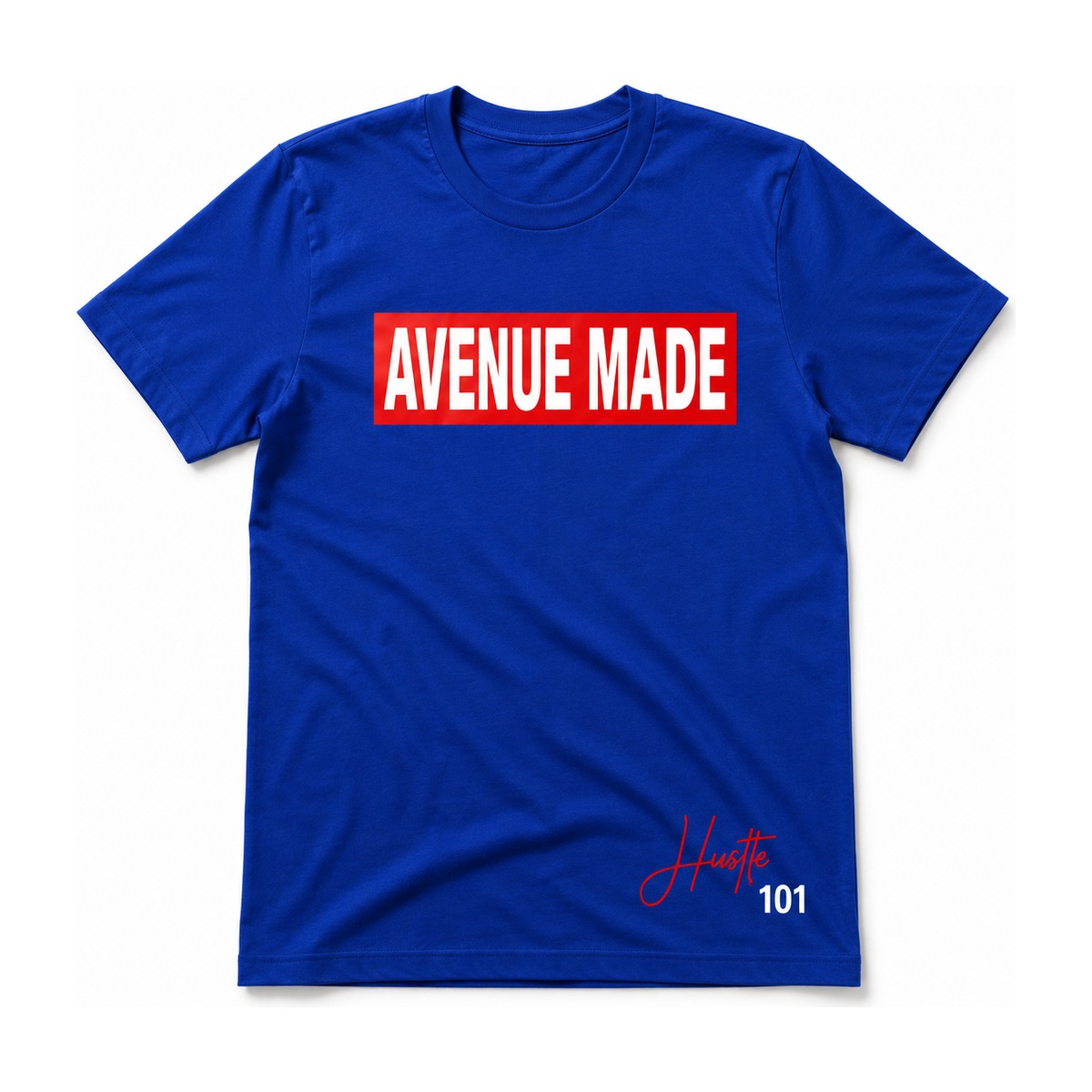 Classic Avenue Made Box Logo Tee — Hustle 101 Edition — Royal Blue