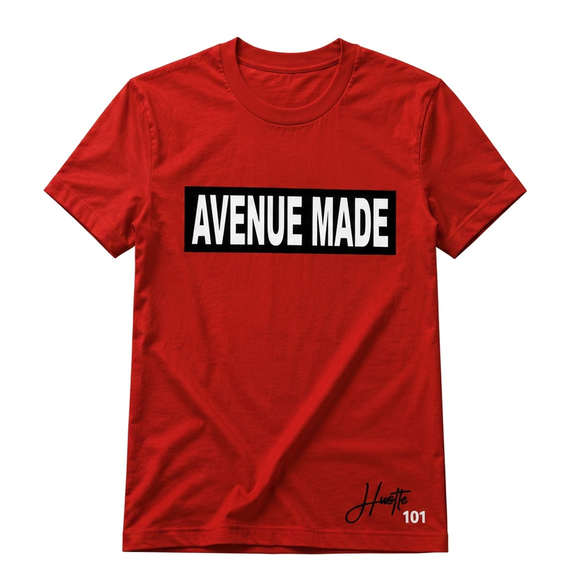 Classic Avenue Made Box Logo Tee — Hustle 101 Edition — Red