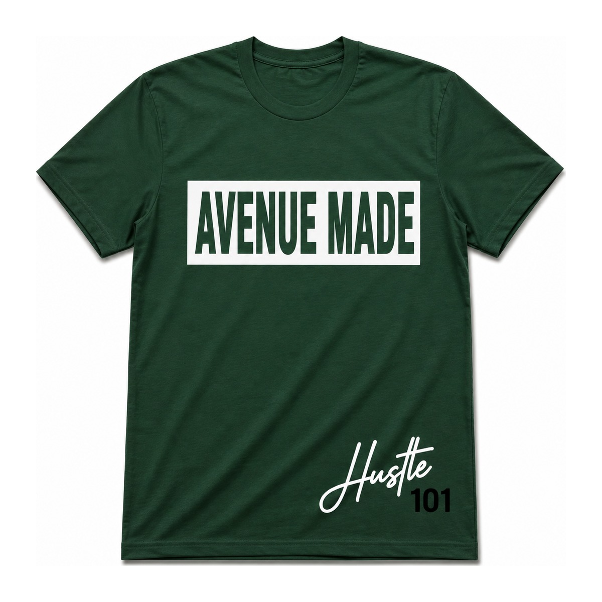 Classic Avenue Made Box Logo Tee — Hustle 101 Edition — Forest Green